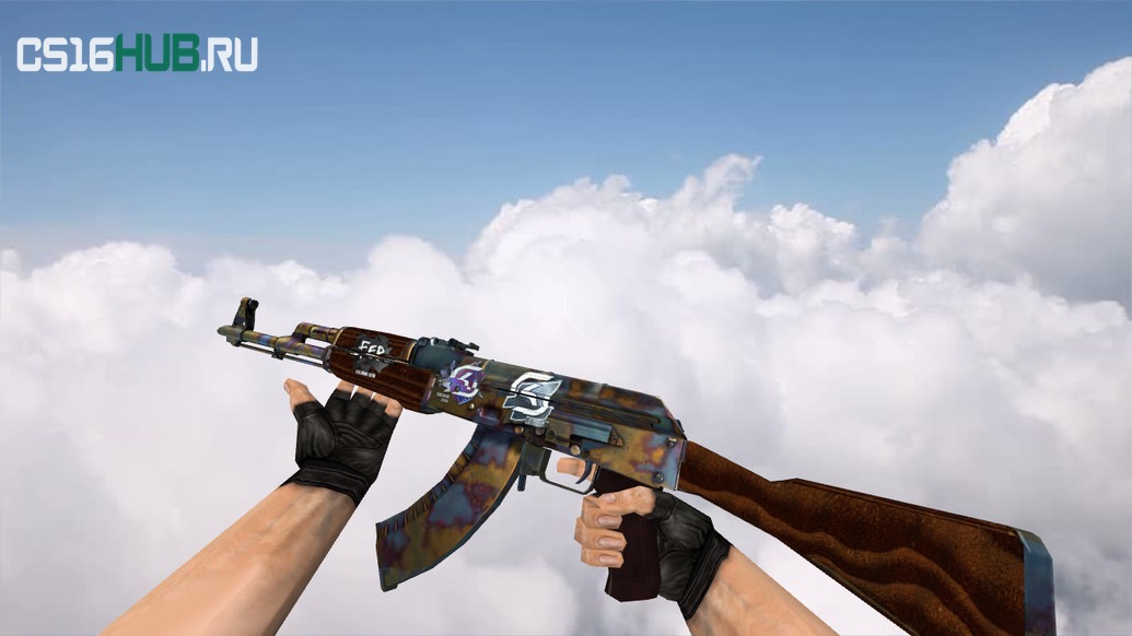 Модель «AK-47 Case Hardened w/ stickers» для CS 1.6