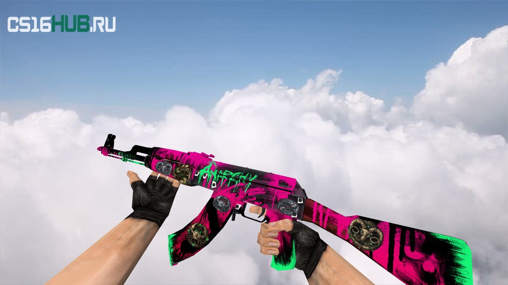 Модель «AK-47 Neon Revolution w/ stickers» для CS 1.6