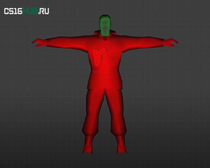 Красные и синие модели игроков с зеленой головой для CS 1.6